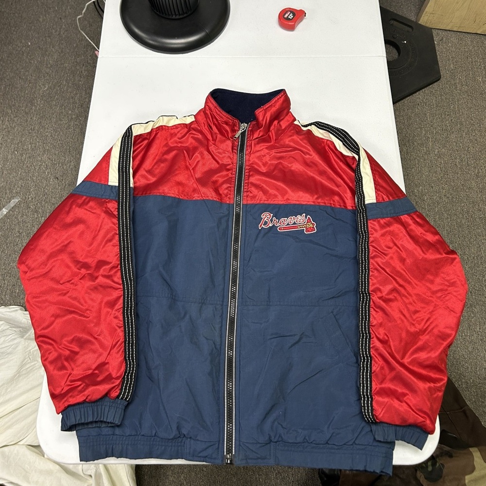 Starter Atlanta Braves Jacket Mens M Red Blue MLB Vintage Windbreaker Zip Up